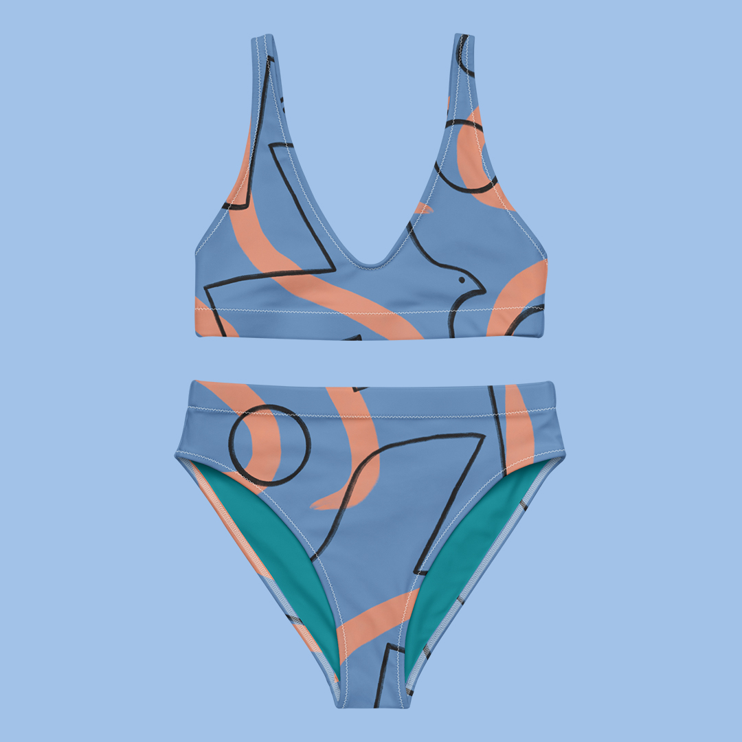 Maillot de bain deux pièces " Le tracé de la mouette"