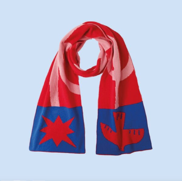 Echarpe rouge et bleu 100% cotton