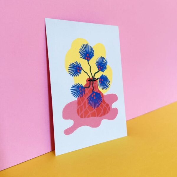 Carte A6 - fleurs bleues