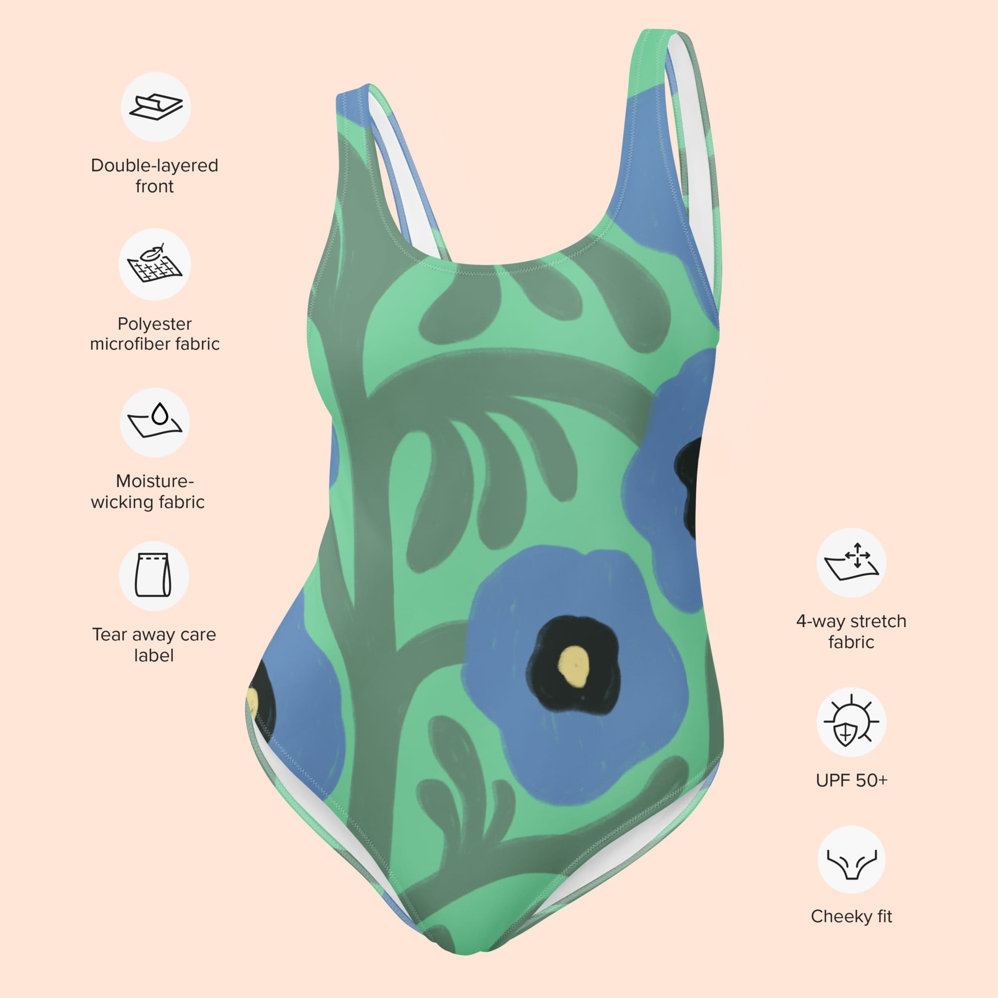 Maillot de bain une pièce Pavot bleu – Image 9